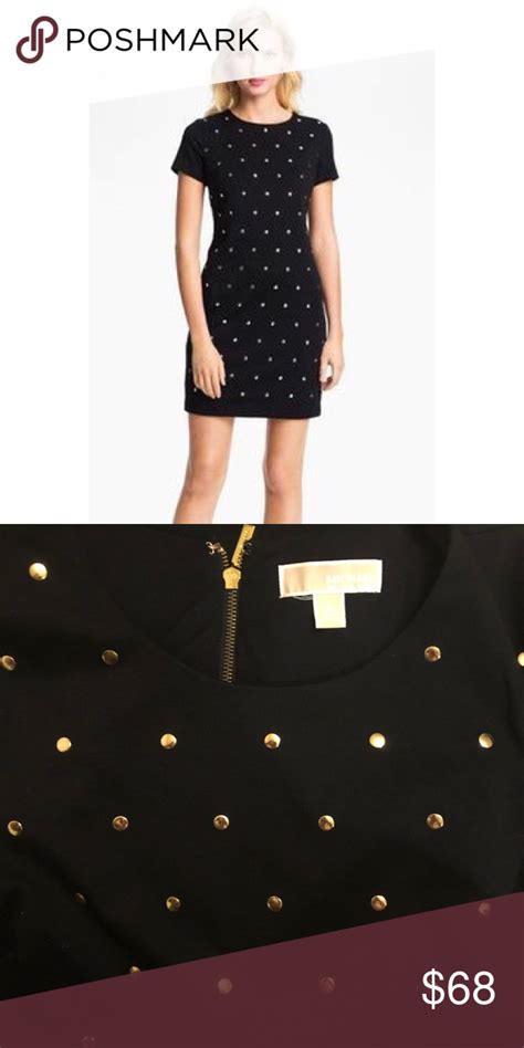 michael kors black dress with gold studs 